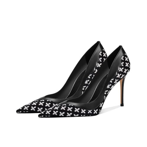 YhdtHSF 10CM Damen High Heels mit spitzer Zehenpartie Elegante Büroschuhe für Partys und Veranstaltungen,Schwarz,35 EU von YhdtHSF