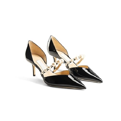 YhdtHSF 10CM Damen Spitze Zehe High Heels Pumps Stiletto Absatz Büro Party Hochzeit Kleid Schuhe,Schwarz,35 EU von YhdtHSF