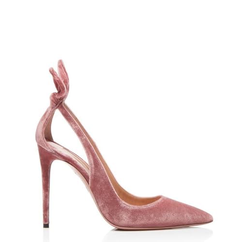 YhdtHSF 12CM Frauen Spitze High Heels Knöchelriemen Pumps Schuhe Back Kleid Sandalen,Rosa,37 EU von YhdtHSF