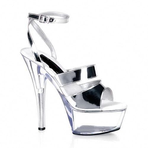 YhdtHSF 15CM/5.9IN Damen Plateau Heels Sky High Heel Sandalen Party Braut Abendschuhe,Silber,38 EU YhdtHSF 15CM/5.9IN Damen Plateau Heels Sky High Heel Sandalen Party Braut Abendschuhe,Silber,38 EU von YhdtHSF