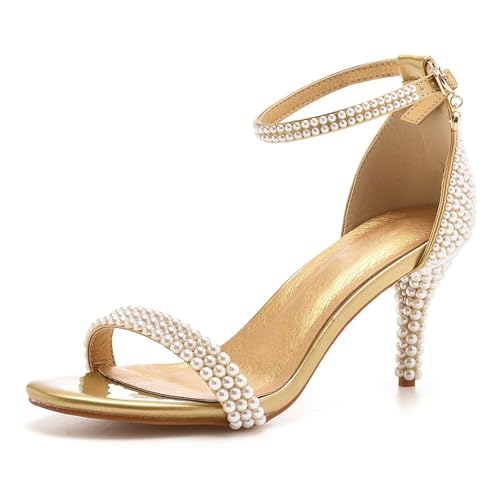 YhdtHSF 3IN Damen Perlenabsatz Knöchelriemen Sandalen mit Absatz Offene Spitze Hochzeitsbrautkleid,Beige,37 EU YhdtHSF 3IN Damen Perlenabsatz Knöchelriemen Sandalen mit Absatz Offene Spitze Hochzeitsbrautkleid,Beige,37 EU von YhdtHSF