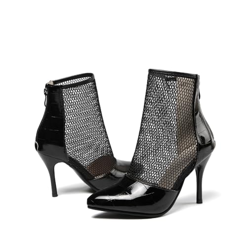 YhdtHSF 9CM Damen Mesh Stiefeletten mit spitzem Rücken Reißverschluss High Heels,Schwarz,41 EU YhdtHSF 9CM Damen Mesh Stiefeletten mit spitzem Rücken Reißverschluss High Heels,Schwarz,41 EU von YhdtHSF