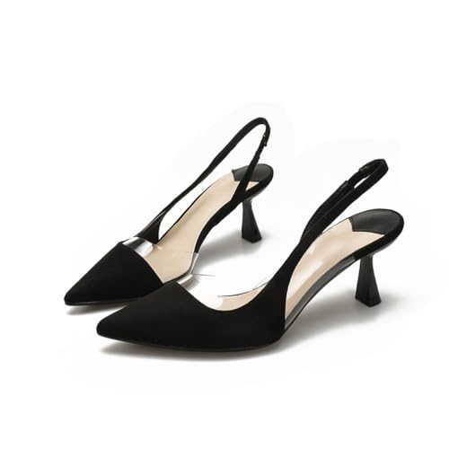 YhdtHSF Damen Kitten Heels Geschlossene Spitze Spitze Party Kleid Pumps Schuhe,Schwarz,37 EU von YhdtHSF