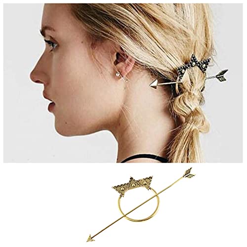 Yheakne Antik Pfeil Kreis Haarspange Haarspange Geometrische Haarspange Halter Pin Vintage Haarspange Brötchenhalter Legierung Haarspange Metall Dekorativer Haarschmuck für Frauen und Mädchen (Gold) von Yheakne