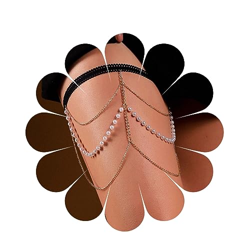 Yheakne Bohème Geschichtet Perle Bein Kette Gold Perle Oberschenkel Kette Vintage Oberschenkel Bein Kette Rave Bikini Oberschenkel Körper Kette Schmuck Für Frauen Und Mädchen Geschenke (Gold) von Yheakne