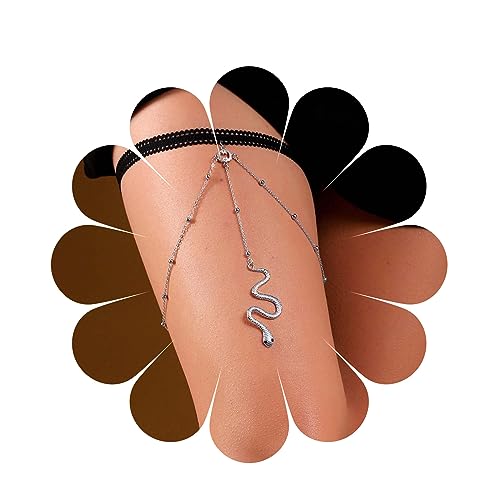 Yheakne Bohème Geschichtet Schlange Bein Kette Silber Schlange Oberschenkel Kette Vintage Oberschenkel Bein Kette Rave Bikini Oberschenkel Körper Kette Schmuck Für Frauen Und Mädchen Geschenke von Yheakne
