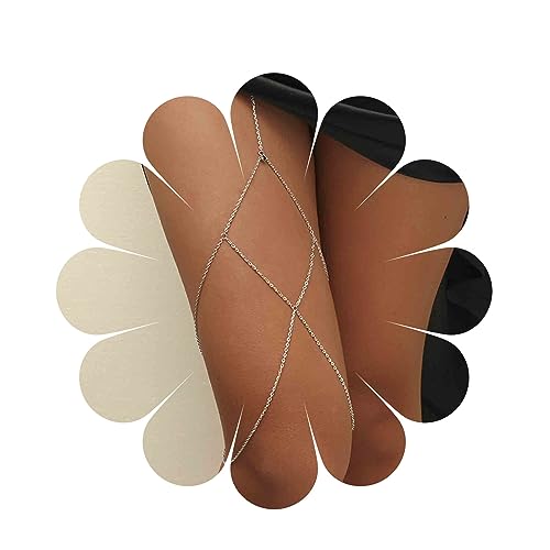 Yheakne Bohemia Layered Beinkette Silber Oberschenkelkette Vintage Oberschenkel Beinkette Rave Bikini Oberschenkel Körperkette Schmuck für Frauen und Mädchen Sommergeschenke von Yheakne