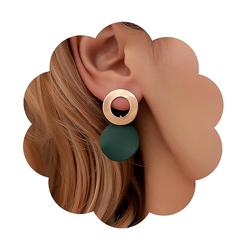 Yheakne Boho Acryl Grüner Kreis Ohrringe - Gold Ohrstecker Emaille Tropfen Geometrische Baumeln Schmuck Für Frauen Und Mädchen von Yheakne