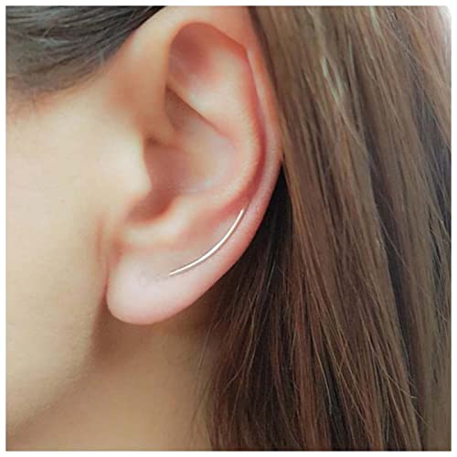 Yheakne Boho Bar Ear Climber Ohrringe Silber Stabohrstecker Ohrringe Bar Ear Crawler Ohrringe Geometrische minimalistische Ohrringe Schmuck für Frauen und Mädchen (Silber) von Yheakne