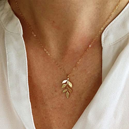 Yheakne Boho Blatt Anhänger Halskette Gold Olive Leaf Choker Halskette Vintage Kette Halskette Schmuck für Frauen und Mädchen von Yheakne