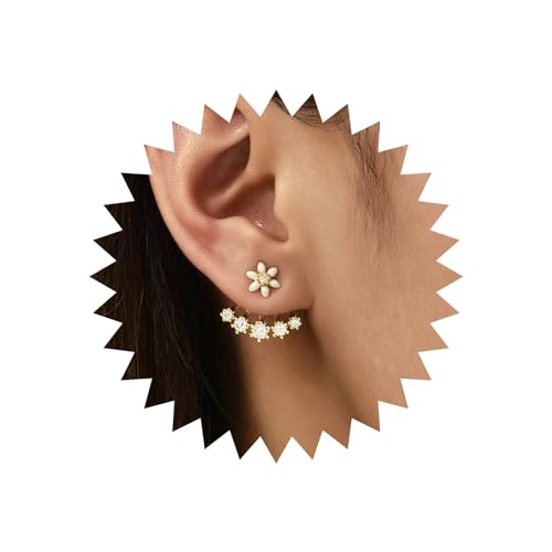 Yheakne Boho Blume Ohr Jacke Ohrringe Strass Ohrclimber Ohrringe Cz Blume Ohrstecker Ohrringe Gold Kristall Vorne Zurück Ohrringe Schmuck Für Frauen Und Mädchen von Yheakne