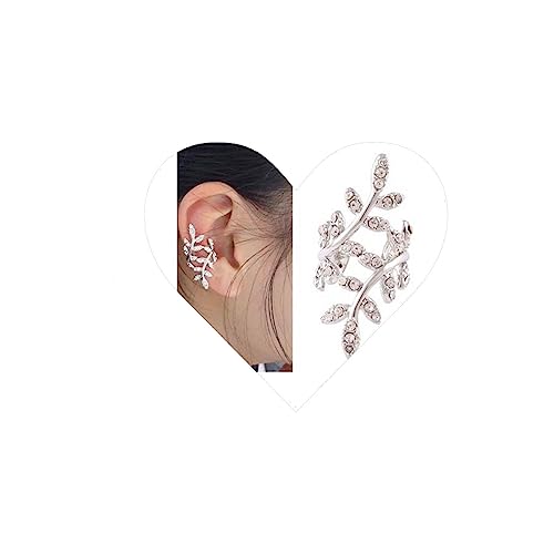 Yheakne Boho Cz Blatt Ohrstulpe Ohrringe Silber Ohr Crawler Ohrringe Gepflasterte Strass Knorpel Manschette Ohrringe Nicht Piercing Ohrstulpe Wrap Ohrringe Schmuck für Frauen und Mädchen Geschenke von Yheakne