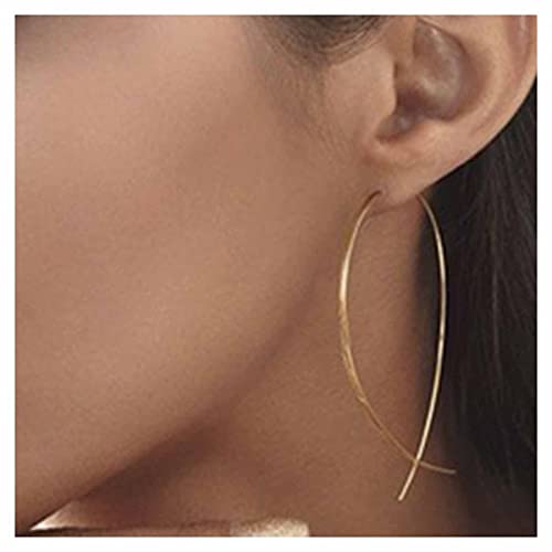 Yheakne Boho Dünne Bogen Creolen Gold Einfädler Drahtohrringe Offene Creolen Minimale Alltagsohrringe Schmuck für Frauen und Mädchen von Yheakne