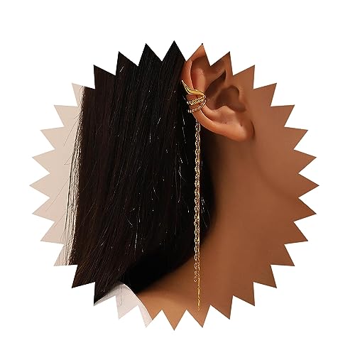 Yheakne Boho Elfen Kettenmanschette Quasten Ohrringe Gold Elfen Ohrringe Vintage Elfen Fee Clip On Ohrringe Lange Quastenkette Ohrringe Nicht Gepierct Knorpel Ohrringe Schmuck Für Frauen(links) von Yheakne