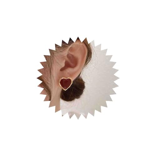 Yheakne Boho Emaille Herz Ohrringe Rotes Herz Ohrstecker Vintage Acryl Herz Liebe Ohrringe Rotes Herz Geformt Ohrringe Schmuck Für Frauen Und Mädchen von Yheakne