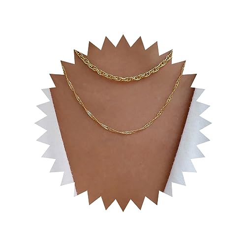 Yheakne Boho Geschichteten Kette Halskette Gold Seil Kette Halskette Chunky Kette Choker Halskette Vintage Twist Kette Halskette Schmuck Für Frauen Und Mädchen von Yheakne