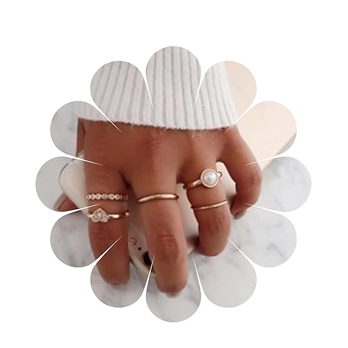 Yheakne Boho Gold Ringe Set Stapelbar Strass Fingerknöchel Ringe Vintage Perle Band Ringe Kristall Gemeinsame Midi-Ringe Für Frauen Und Mädchen Geschenke von Yheakne