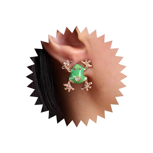 Yheakne Boho Grüne Frosch Ohrringe Gold Frosch Ohrstecker Kristall Frosch Ohrringe Vintage Frosch Tier Ohrringe Schmuck Für Frauen Und Mädchen von Yheakne