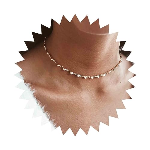 Yheakne Boho Herz Choker Halskette Gold Herz Halskette Kleine Station Herz Kette Halskette Winzige Herz Kragen Halskette Schmuck Für Frauen Und Mädchen von Yheakne