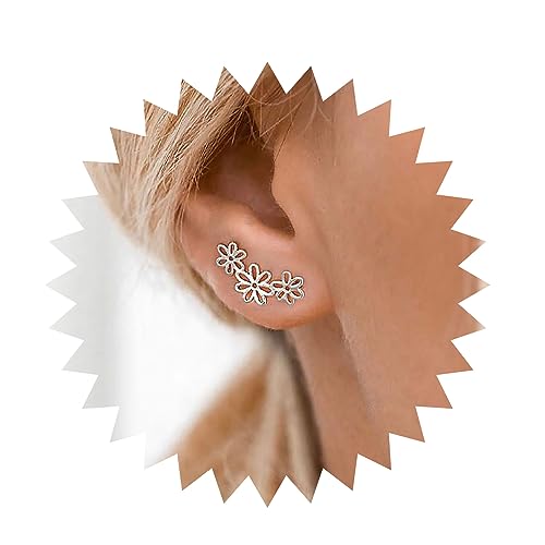Yheakne Boho Vintage Blumen Ohrringe - Silber Ohr Klettern Hohle Blume Wickeln Schmuck Für Frauen Und Mädchen von Yheakne