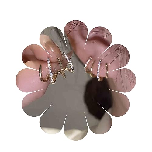 Yheakne Boho Klaue Ohrstecker Gold Cz Multi Creolen Kristallnadel Kralle Ohrringe Strass Huggie Illusion Ohrringe Schmuck für Frauen und Mädchen Geschenke von Yheakne