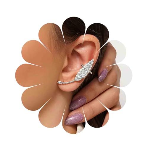 Yheakne Boho Kristall Blatt Kletterer Ohrringe Silber Cz Blatt Ohr Crawler Ohrringe Vintage Blatt Ohr Clip Ohrringe Ohrringe Strass Blatt Ohrstecker Schmuck Für Frauen Und Mädchen von Yheakne