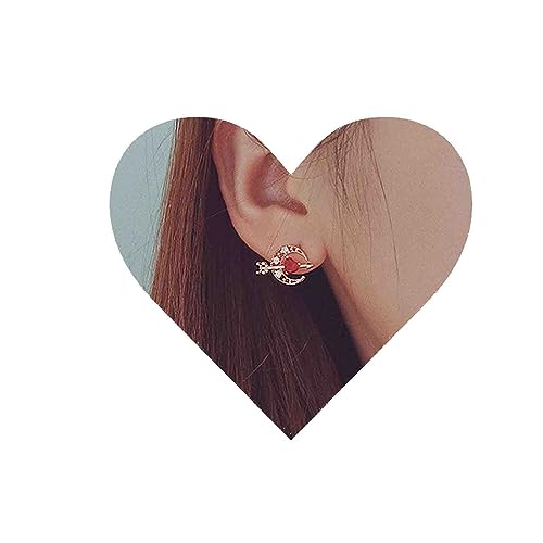 Yheakne Boho Kristall Mond Ohrstecker Ohrringe Gold Cz Amor Pfeil Ohrringe Kleine Rubin Herz Ohrstecker Rot Amor Liebe Ohrringe Schmuck Für Frauen Und Mädchen von Yheakne