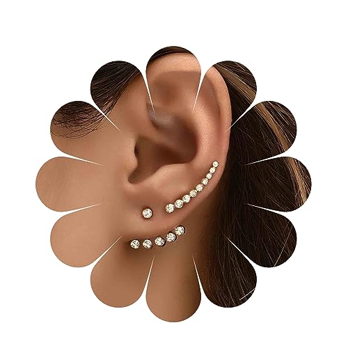Yheakne Boho Kristall Ohr Jacke Ohrringe Gold Strass Ohrclimber Cz Crawler Kubischen Kristall Klettern Schmuck Für Frauen Und Mädchen (Gold) von Yheakne