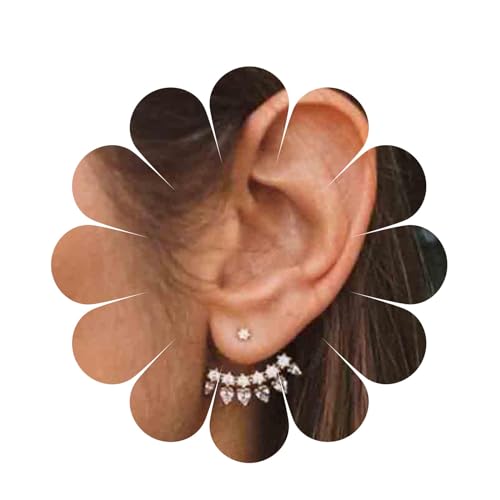 Yheakne Boho Kristall Ohr Jacken Ohrringe Gold Strass Ohrstecker Ohrringe Cz Teardrop Kristall Ohrringe Funkelnde Front Zurück Ohrringe Schmuck Für Frauen Und Mädchen (Gold) von Yheakne