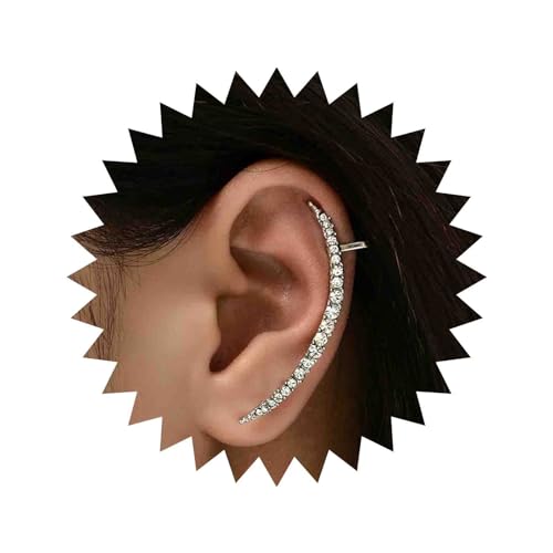 Yheakne Boho Kristall Ohr Manschette Ohrringe - Silber Cz Crawler Strass Ohr Climber Clip Schmuck Für Frauen Und Mädchen von Yheakne