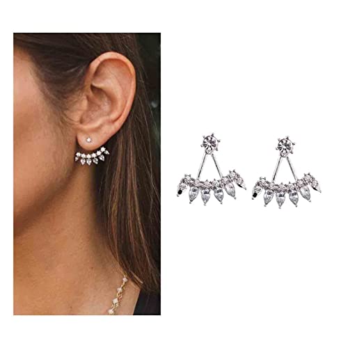 Yheakne Boho Kristall Ohrstecker Ohrringe Silber Strass Ohrstecker Ohrringe Cz Tropfen Kristall Ohrringe Funkelnde Ohrringe Vorne Hinten Ohrringe Schmuck Für Frauen Und Mädchen (silber) von Yheakne