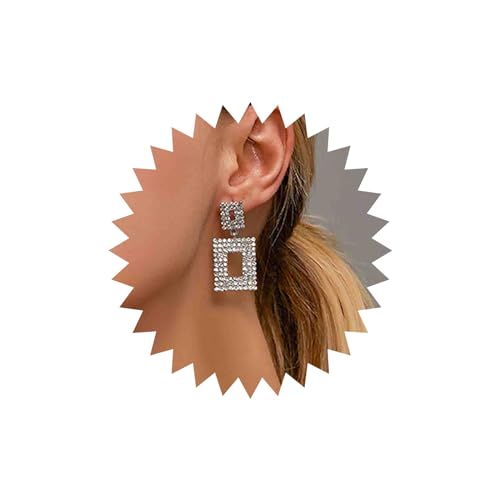 Yheakne Boho Kristall Quadratische Ohrringe Silberne Quadratische Tropfenohrringe Vintage Cz Quadratische Ohrstecker Doppelte Quadratische Geometrische Ohrringe Schmuck Für Frauen Und Mädchen von Yheakne