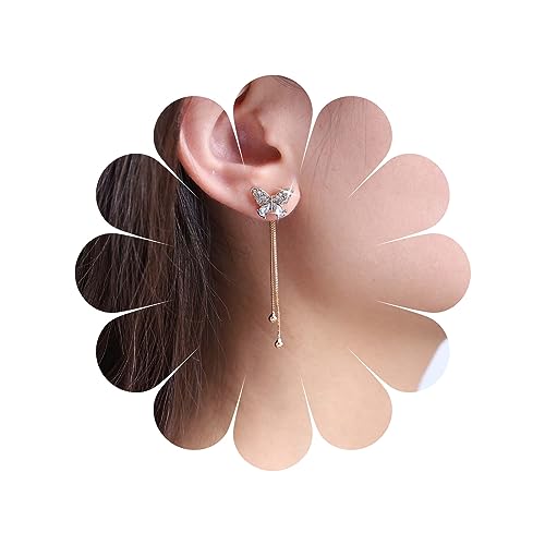 Yheakne Boho Kristall Schmetterling Ohrringe Gold Schmetterling Ohr Jacke Ohrringe Metall Quaste Kette Ohrringe Vintage Strass Schmetterling Ohrstecker Schmuck Für Frauen Und Mädchen von Yheakne