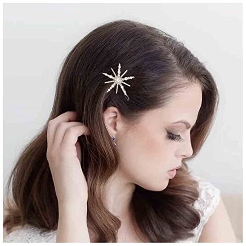 Yheakne Boho Kristall Stern Haarspange Pin Strass Perle Haarspange Barrette Vintage Haarspange Pins Gold Strass Haarspangen Dekorative Bobby Pin Glanz Hochzeit Haarschmuck Für Frauen Und Mädchen(Gold) von Yheakne