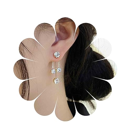 Yheakne Boho Kristall Tropfen baumeln Ohrringe Gold Kristall Ohr Jacke Ohrringe Vintage baumeln Kristall Quaste Ohrringe Double Way Front Back Ohrringe Schmuck für Frauen und Mädchen Geschenke von Yheakne