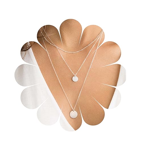 Yheakne Boho Layered Coin Disc Halskette Choker Silver Circle Halskette Kette Multi Layered Halsketten Set Stapeln Personalisierte Halskette Schmuck für Frauen und Mädchen Yheakne Boho Layered Coin Disc Halskette Choker Silver Circle Halskette Kette Multi Layered Halsketten Set Stapeln Personalisierte Halskette Schmuck für Frauen und Mädchen von Yheakne