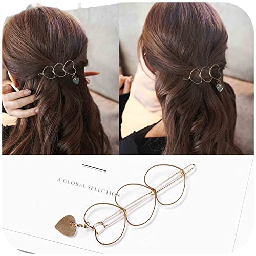 Yheakne Boho Love Herz Haarspange Haarspange Gold Hohl Haarspange Haarnadel Metall Geometrie Haarspange Minimalistische Bobby Pin Moderne Haarschmuck für Frauen und Kinder (Herz) von Yheakne