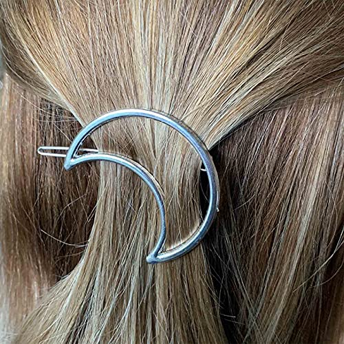 Yheakne Boho Mond Haarspange Haarspange Silber Halbmond Haarspange Haarnadel Metall Minimalistische Bobby Pin Geometrie Haarschmuck für Frauen und Mädchen (Silbermond) von Yheakne