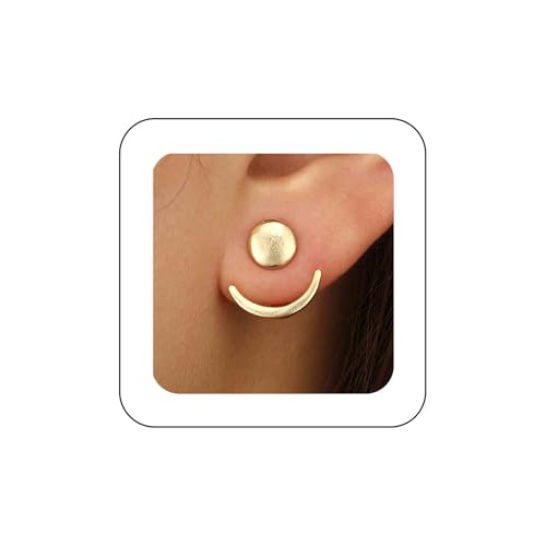Yheakne Boho Mondphase Ohrjacken Ohrringe Gold Sonne Mond Ohrringe Doppelseitige Runde Ohrstecker Ohrringe Minimalistische Geometrische Ohrringe Schmuck Für Frauen Und Mädchen von Yheakne
