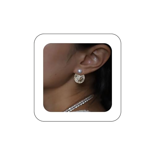 Yheakne Boho Münze Perle Ohr Jacke Ohrringe Vintage Gold Münze Scheibe Ohrringe Perle Jacke Ohrstecker Ohrringe Medaillon Münze Ohrringe Schmuck Für Frauen Und Mädchen von Yheakne