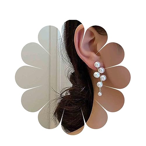 Yheakne Boho Pearl Drop Dangle Ohrringe Grape Pearl Quaste Ohrringe Gold Cluster Pearl Ohrstecker Vintage Ohrringe Schmuck für Frauen und Mädchen von Yheakne