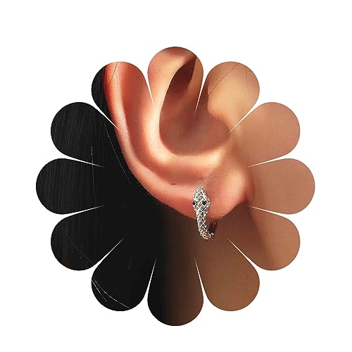 Yheakne Boho Schlange Creolen Silber Schlange Huggie Ohrringe Punk Schlange Huggie Creolen Vintage Schlange Ohrringe Schmuck für Frauen und Mädchen (Silber) von Yheakne