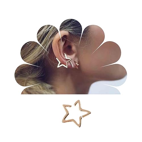 Yheakne Boho Star Manschettenohrringe Gold Star Hoops Ohrringe Hollow Star Clip On Ohrringe No Piercing Ohrringe Schmuck Für Frauen Und Mädchen (Gold) von Yheakne