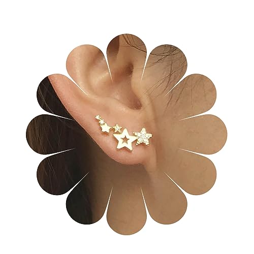 Yheakne Boho Star Ohrstecker Ohrringe Gold Cz Stern Ohrstecker Vintage Kristall Stern Ohrstecker Hohl Stern Krabbler Ohrringe Schmuck Für Frauen Und Mädchen von Yheakne