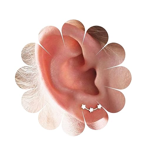 Yheakne Boho Stern Ohrstecker Ohrringe Silber Sternkrabbler Ohrringe Cluster Stern Ohrstecker Ohrringe Vintage Festival Ohrringe Schmuck Für Frauen Und Mädchen (Silber) von Yheakne