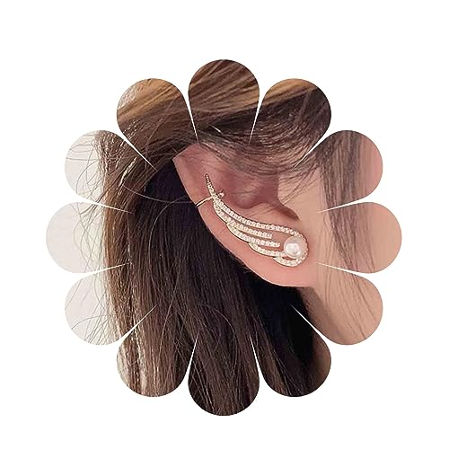 Yheakne Boho Strass Flügel Ohrringe Gold Perlen Ohrstecker Engelsflügel Clip On Ohrringe Kristall Flügel Clip Ohrringe Schmuck Für Frauen Und Mädchen von Yheakne