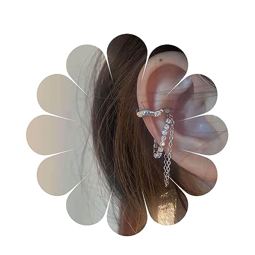 Yheakne Boho Strass Kette Ohrringe Silber Cz Kette Ohrringe Punk Kette Reif Ohrringe Luxus Anweisung Ohrringe No Piercing Ohrringe Schmuck Für Frauen Und Mädchen von Yheakne