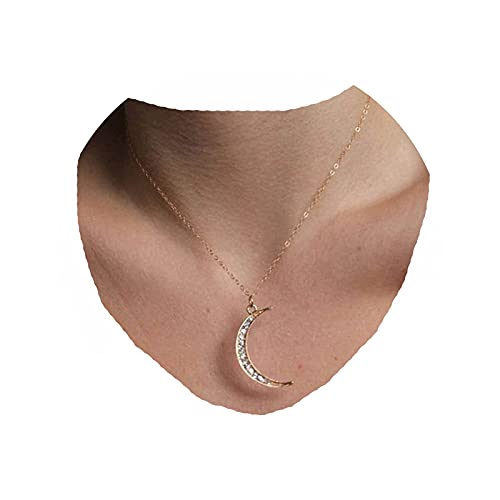 Yheakne Boho Strass Mond Halskette Choker Gold CZ Halbmond Anhänger Halskette Kette Minimalistische Himmlische Halskette Festival Halskette Kette Schmuck für Frauen und Teen Mädchen (Gold) von Yheakne