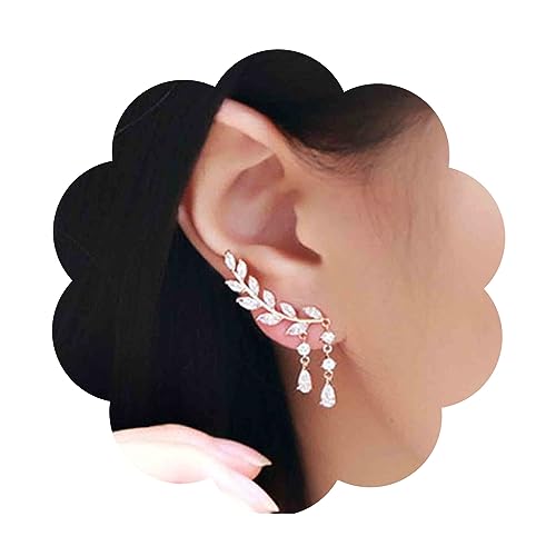 Yheakne Boho Strass Ohr Crawler Ohrringe Silber Kristall Flügel Ohr Kletterer Ohrringe Engelsflügel Kristall Ohrhänger Cz Flügel Ohrstecker Ohrringe Schmuck für Frauen und Mädchen (Silber) von Yheakne