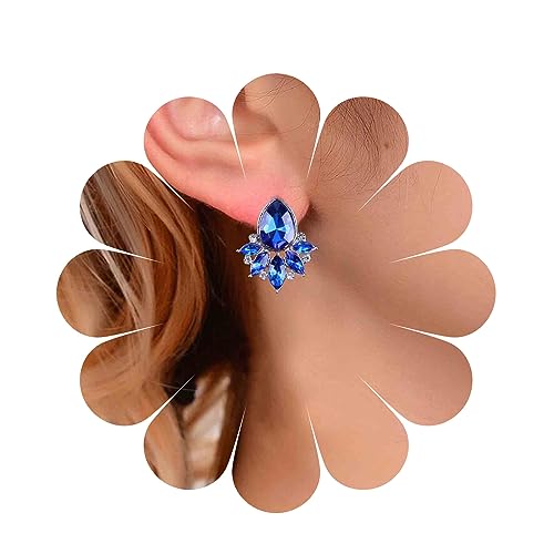Yheakne Boho Teardrop Saphir Ohrstecker Blau Kristall Ohrringe Saphir Wassertropfen Ohrringe Luxus Saphir Blau Ohrringe Hochzeit Strass Ohrringe Schmuck Für Frauen Und Mädchen von Yheakne